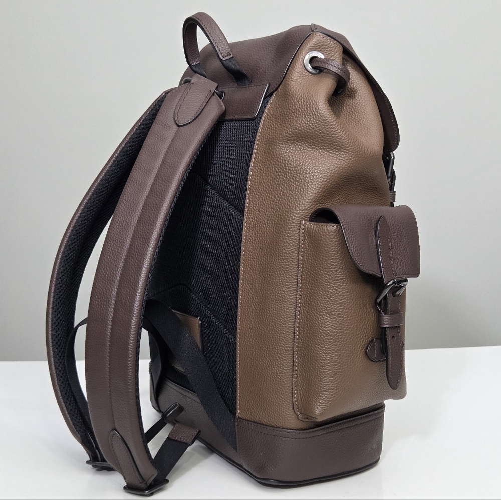 LIKE NEW COACH HUDSON BACKPACK BAG IN COLORBLOCK - GUNMETAL TOBACCO MAHOGANY - Picture 5 of 9